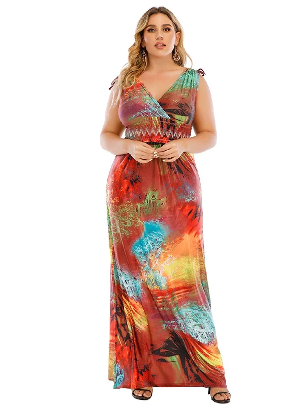 Factory Direct Sale wrap-around dressKittenAlarm - Plus Size M-6XL Surplice Front Elastic Waist Multicolor Fantastic Maxi Dress Factory Direct Sale wrap-around dressKittenAlarm - Plus Size M-6XL Surplice Front Elastic Waist Multicolor Fantastic Maxi Dress