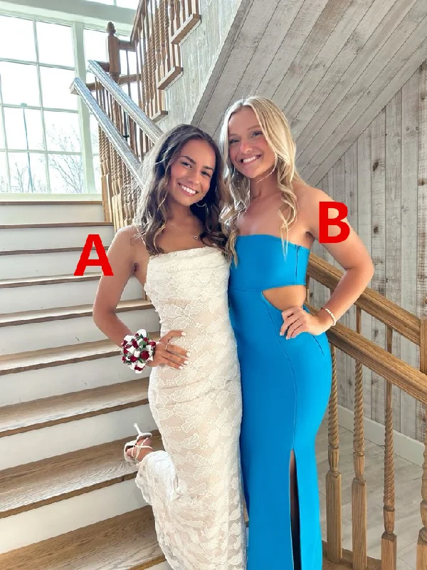 Time-Limited Offer modern dressSpaghetti Straps Mermaid Lace Formal Long Prom Dress, DP2541