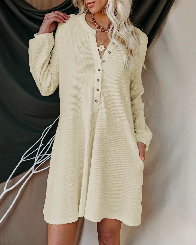 Fantastic Deals midi dressVerity Cotton Blend Pocketed Henley Dress - Oatmeal - FINAL SALE Fantastic Deals midi dressVerity Cotton Blend Pocketed Henley Dress - Oatmeal - FINAL SALE
