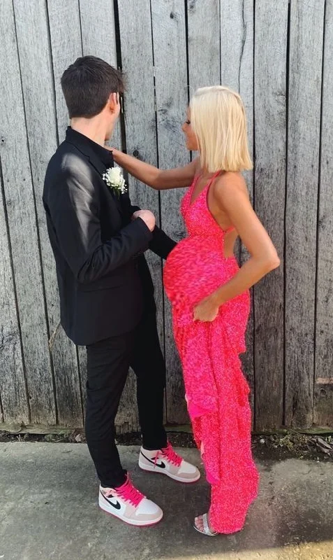 flowy maxi dressA-line V Neck Hot Pink Sequins Prom Dresses Junior Prom Gown Y1285