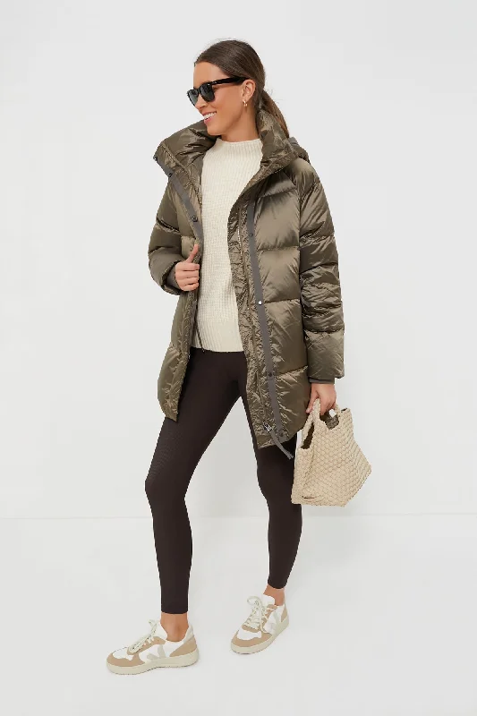 relaxed winter jacketBrushed Olive Metallic Canton Down Jacket