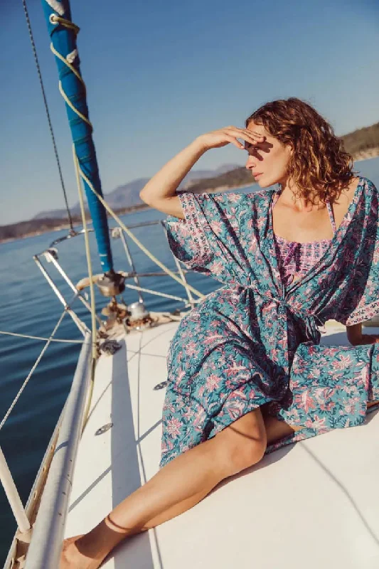 Mega Deal Kimono Chill - Teal Garden of Eden