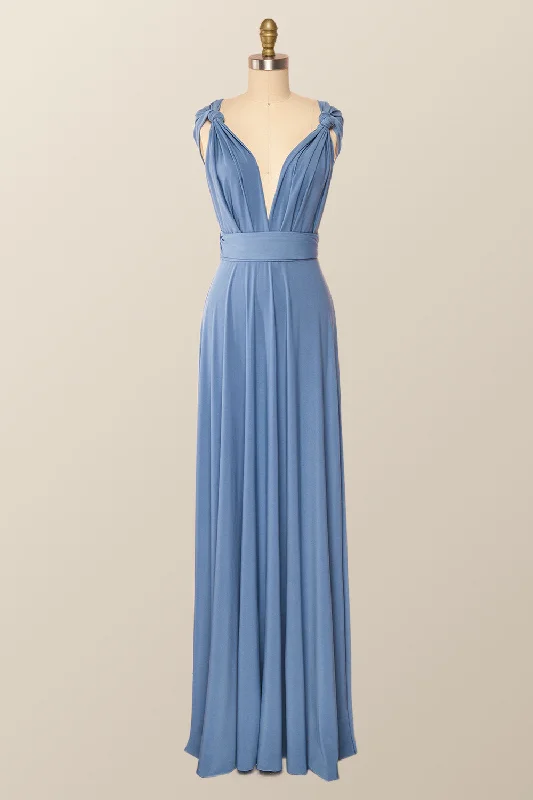 cocktail party dressBlue Convertible Long Party Dress