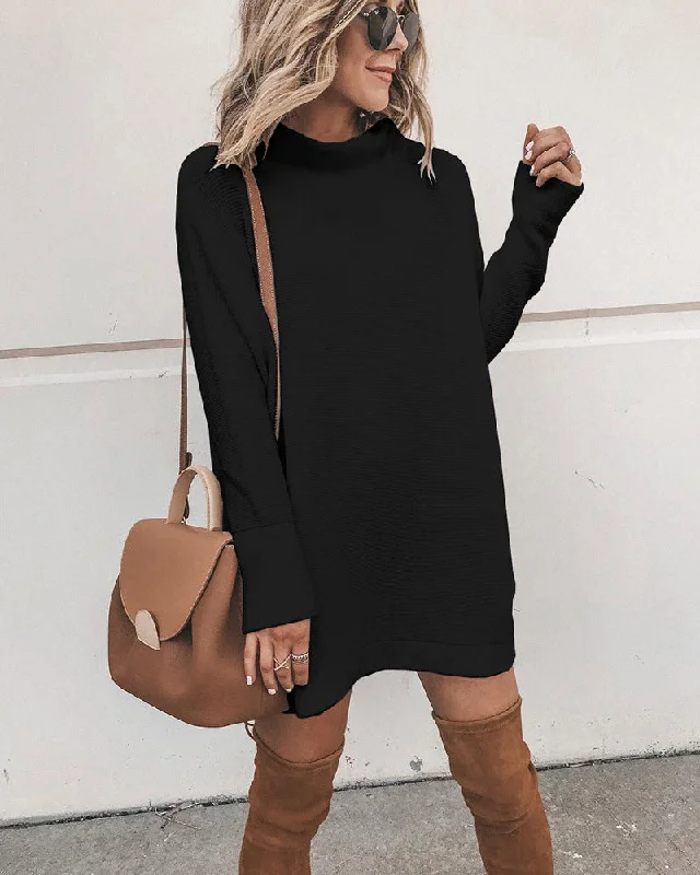 Time-Limited Offer wrap dressMarcelle Mock Neck Knit Dress - Black