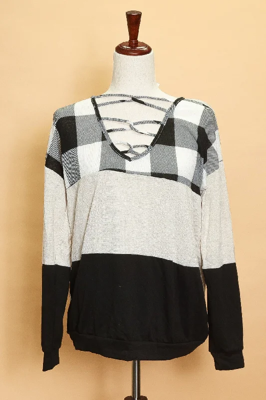 Get It Before It’s Gone Plaid Color Block Sweater (5pc)