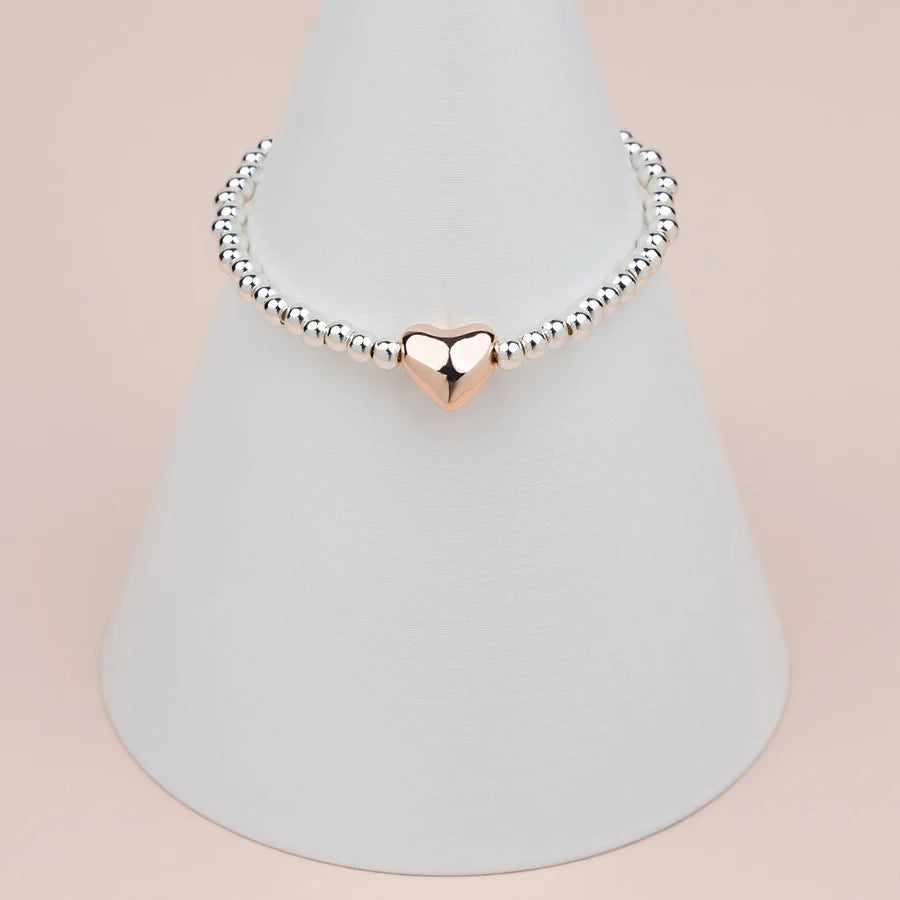 summer floral dressSilver & Rose Gold Small Heart Bracelet