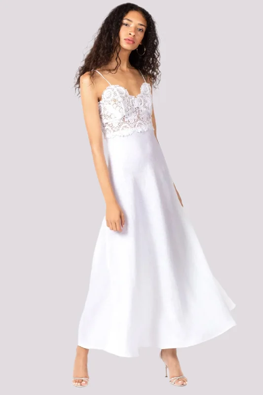 Grand Opening Sale Alessandra Linen And Lace Cocktail Dress