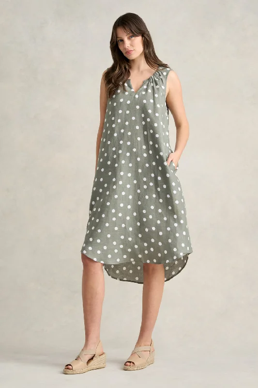 Flash Sale classic fit-and-flare dressGathered French Linen Dress