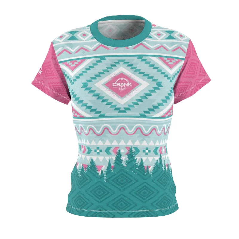 Closeout contemporary fitness sweatshirtLadies Pink & Teal Aztec Style MTB Jersey