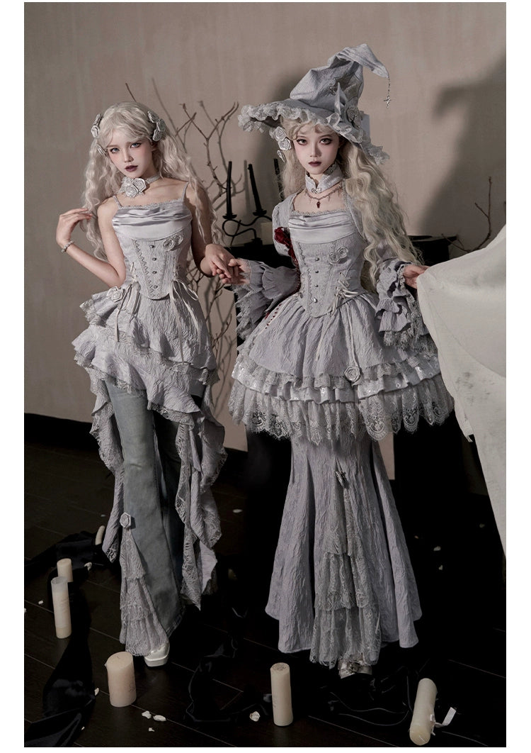 winter dressWith PUJI~Letter and Poetry · Twilight~Gothic Witch Lolita SK Suit Bodice Mermaid Dress and Jeans