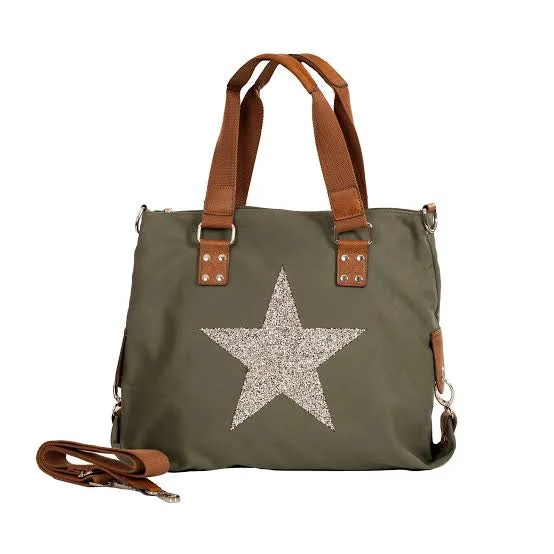 v-neck dressStar Canvas Tote Bag - Khaki