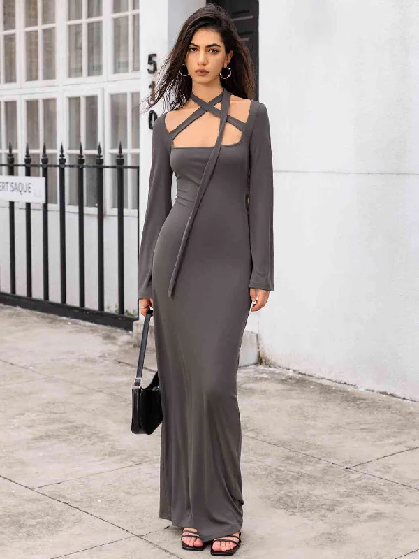 Amazing Deals Trendsetter's Choice Maxi Bodycon Long Sleeve Dress