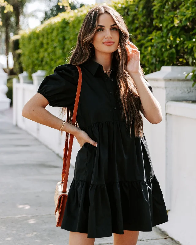 Don't Miss chic slip dressAliza Cotton Button Down Babydoll Dress - Black