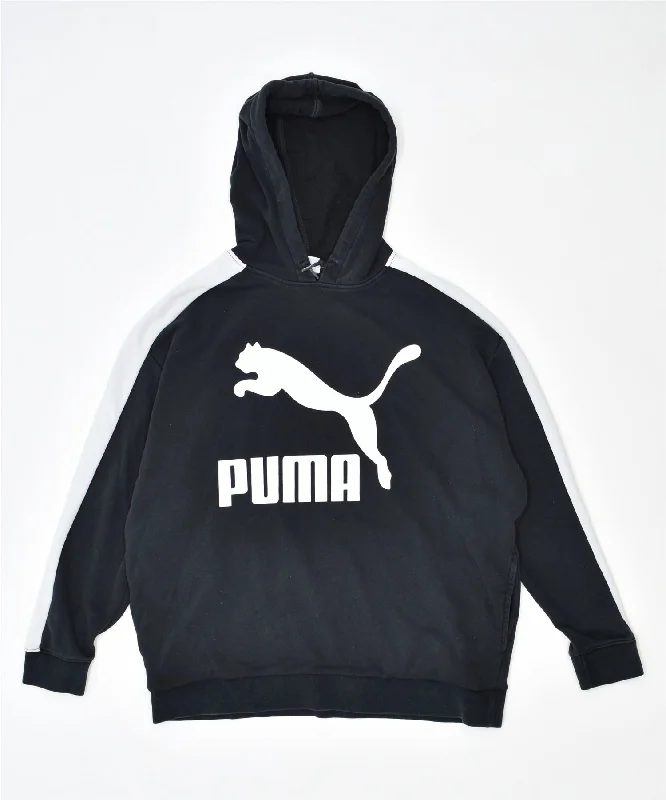 Act Fast cozy hoodiePUMA Womens Graphic Hoodie Jumper UK 12 Medium Black Cotton