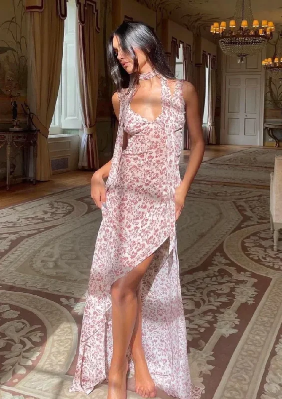 Sale Event knit dressElagant Floral Straps Backless Chiffon Long Party Dress, DP2346 Sale Event knit dressElagant Floral Straps Backless Chiffon Long Party Dress, DP2346