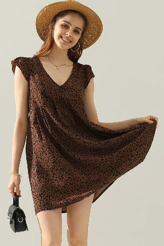 Act Now mini dressDEEP V BACK TIED ANGEL WINGS LEOPARD DRESS
