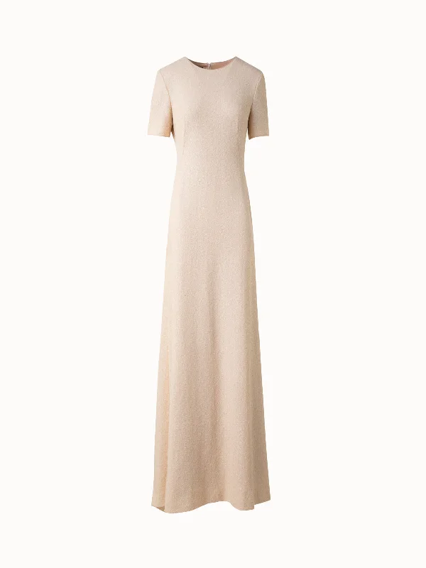 Customer Appreciation Sale elegant evening dressLong Sequined Evening Gown with Short Sleeves