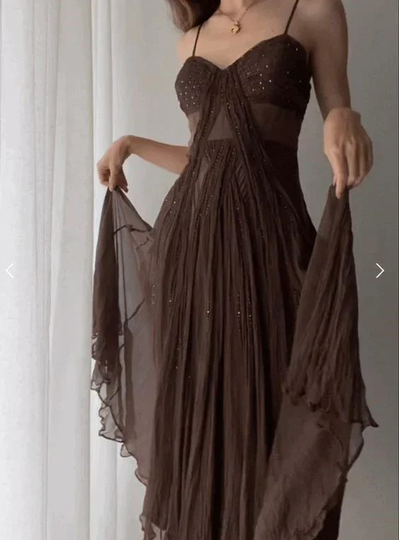 Price Reduction vintage-inspired dressVintage Straps Party Dress Brown A-Line Evening Dress, DP2280 Price Reduction vintage-inspired dressVintage Straps Party Dress Brown A-Line Evening Dress, DP2280