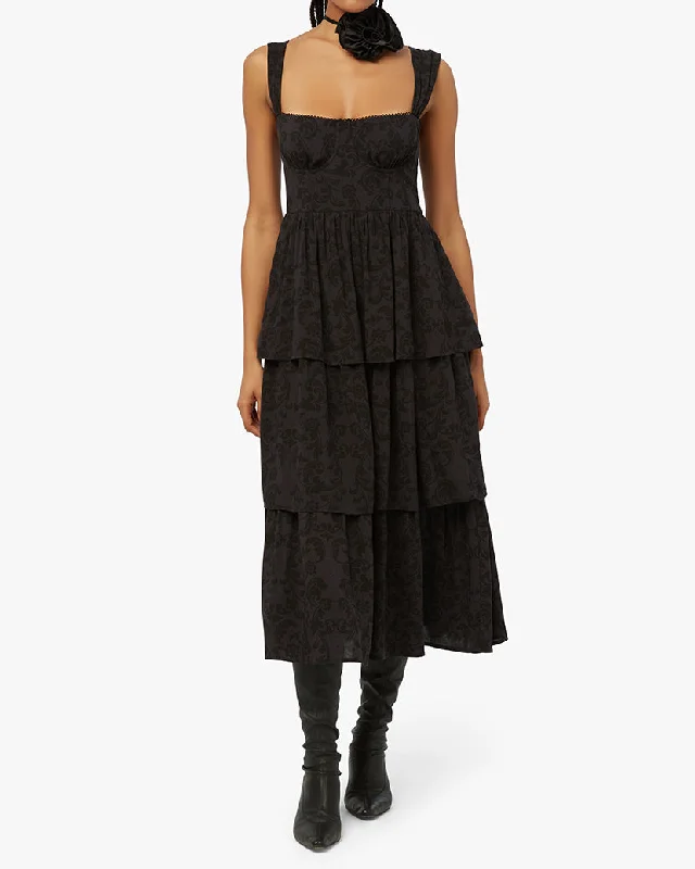 Steals and Deals fitted dressCorset Poplin Moody Baroque Maxi Dress