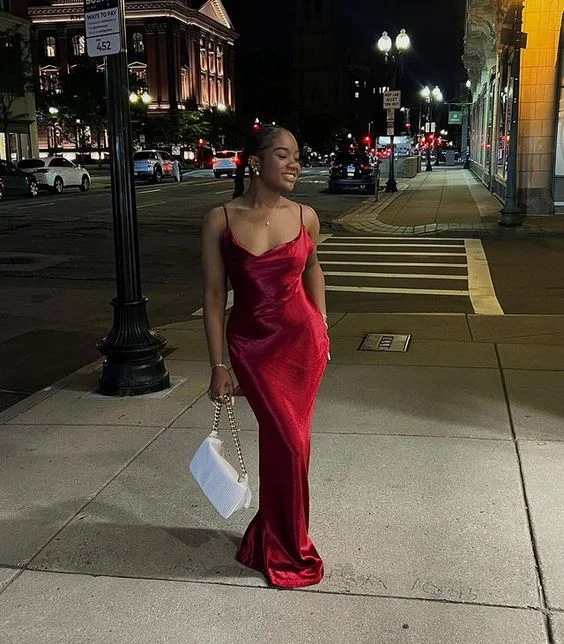 Quick Sale puff sleeve dressBurgundy Straps Mermaid Black Girl Long Formal Party Dress,DP1680