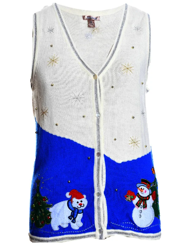 Last Chance Snowman Christmas Sweater Vest - M