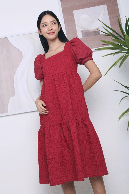 Mega Sale Diana Textured Midi Dress Red