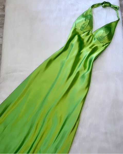 Epic Deals summer floral dressVintage Green Halter Satin Simple Long Party Dress, DP2285 Epic Deals summer floral dressVintage Green Halter Satin Simple Long Party Dress, DP2285