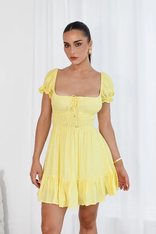 Super Deal boho dressLAVIE DRESS (SHORT) - YELLOW/LEMON