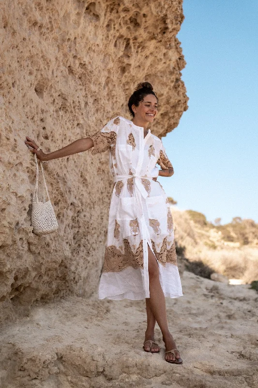 Seasonal Sale Coraline Broderie Anglaise Trimmed Linen Dress