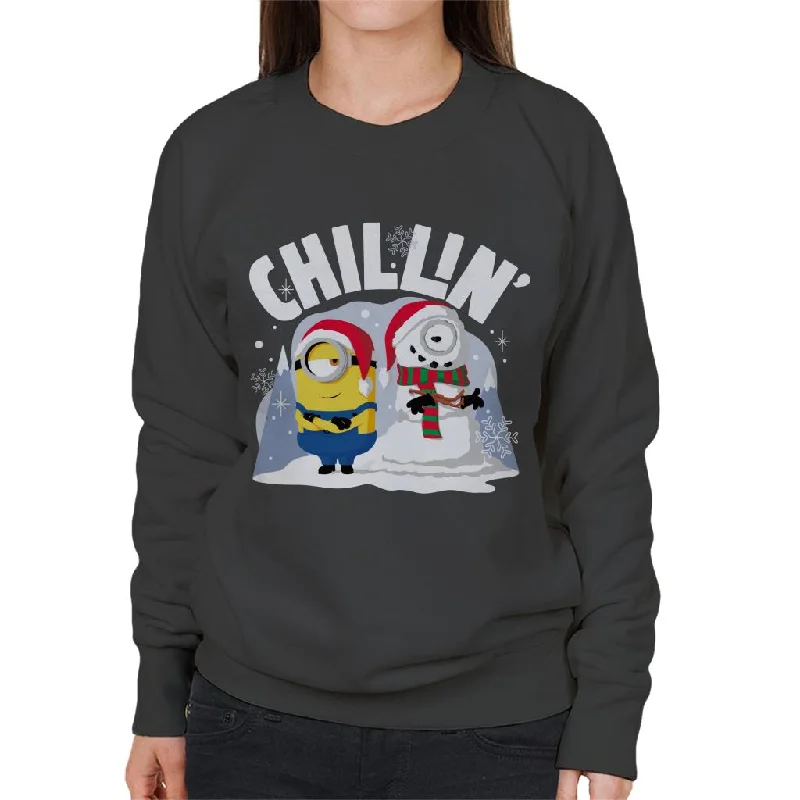 zip-up gym hoodieMinions Christmas Snowman Chillin Women's Sweatshirt