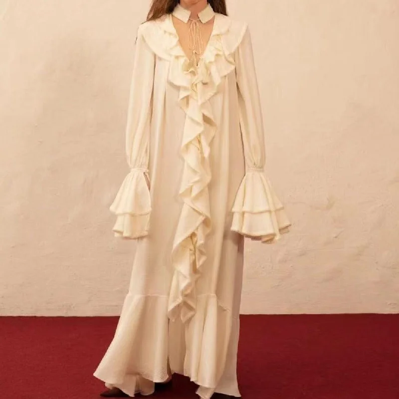 Mega Sale flowy evening dressKittenAlarm - Sofia Frilled Maxi Dress