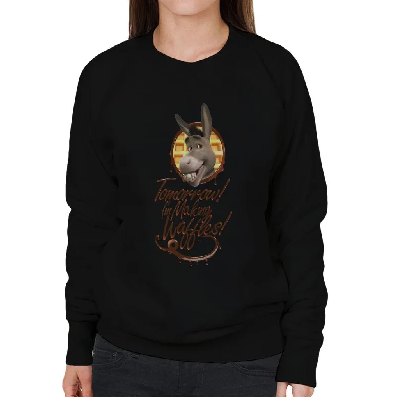 stylish athletic hoodieShrek Donkey Tomorrow Im Making Waffles Women's Sweatshirt