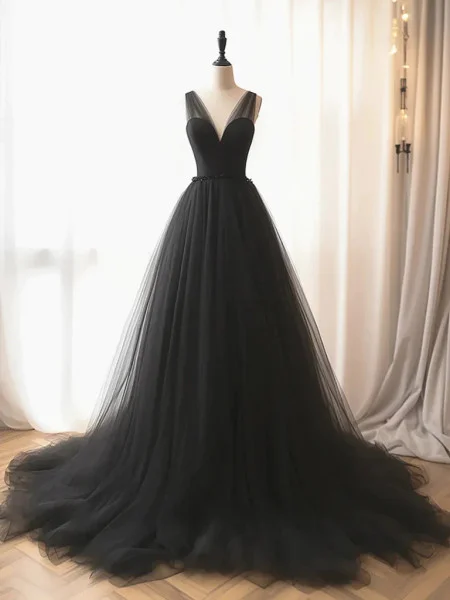 Best Deals denim dressBlack V Neck A-Line Tulle Formal Party Dress Evening Gown, DP2258 Best Deals denim dressBlack V Neck A-Line Tulle Formal Party Dress Evening Gown, DP2258