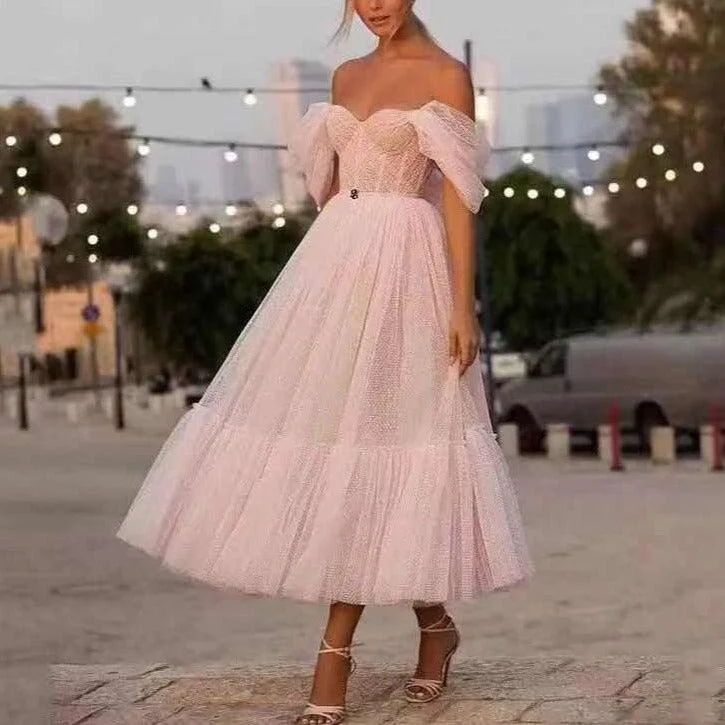 Year-End Clearance trendy mini dressKittenAlarm - Ramona Off Shoulder Maxi Dress