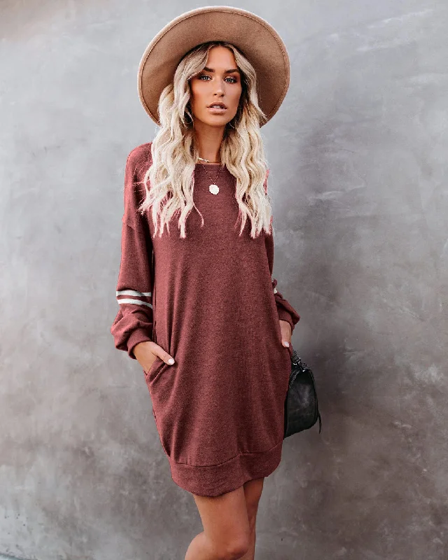 Price Drop Alert sophisticated dressRandy Pocketed Long Sleeve Knit Dress - Marsala - FINAL SALE