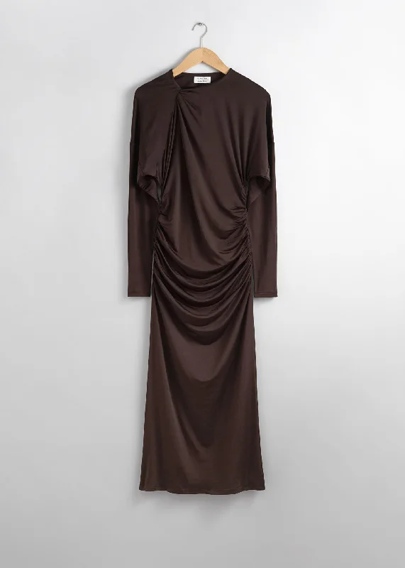 Limited Quantity DRAPED MIDI DRESS BROWN