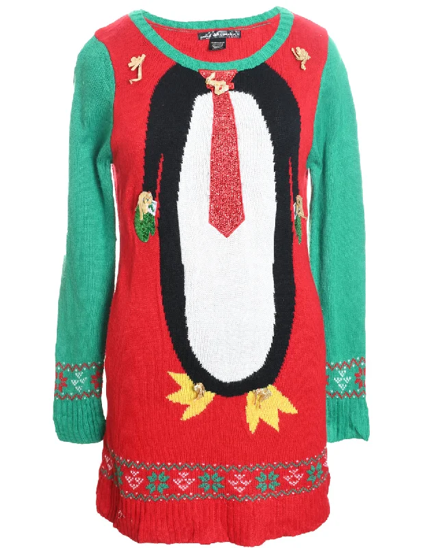 Take Advantage Festive Print Christmas Jumper - L