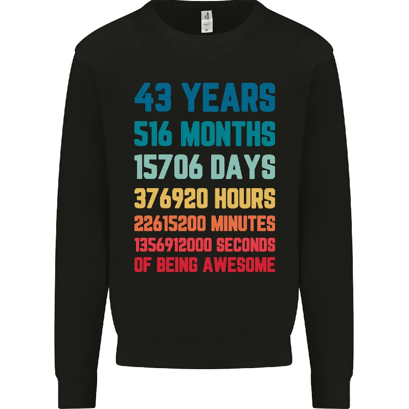 urban activewear hoodie43rd Birthday 43 Year Old Mens Sweatshirt Jumper