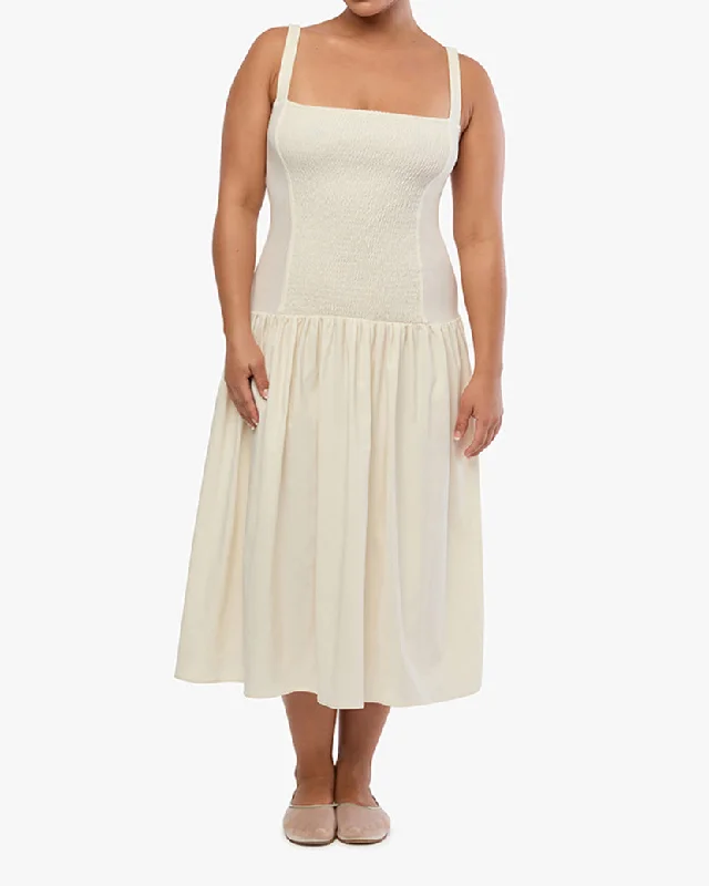 Flash Sale romantic dressSmocked Drop Waist Midi Dress