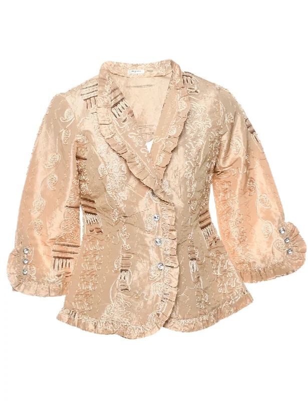 long coatEmbroidered Gold Metallic Evening Jacket - S