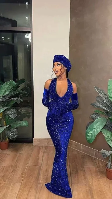 Today's Special draped dressMermaid Sequin Royal Blue Floor Length Black Girl Prom Dresses, DP2368 Today's Special draped dressMermaid Sequin Royal Blue Floor Length Black Girl Prom Dresses, DP2368