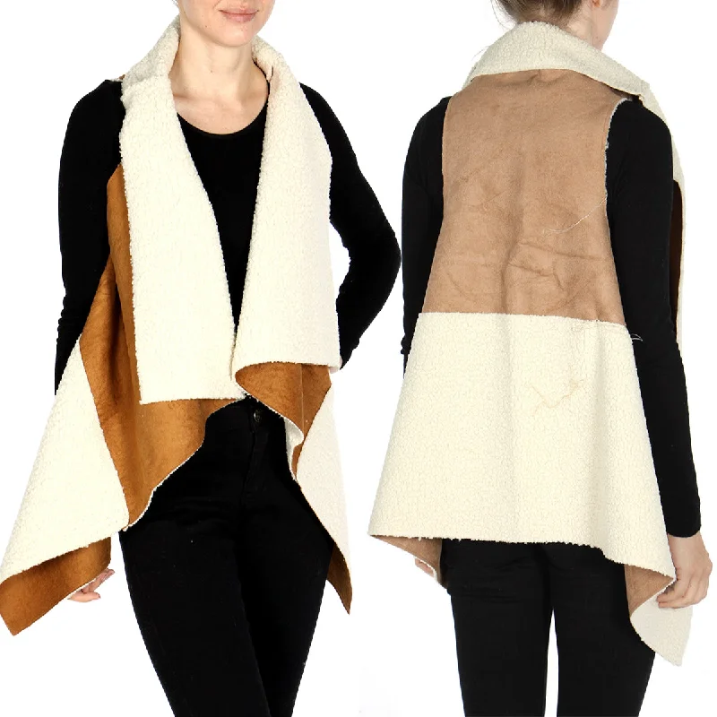 Grand Opening Sale Ellie & Kate Women's Contrast Faux Sherpa / Suede Vest