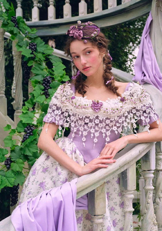 Special Promotion Purple Jacquard Vine Corset Dress