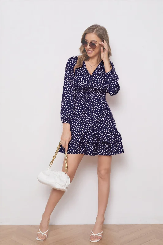 Final Sale sleek midi dressDelaney Smocked Polka Dot Ruffle Dress