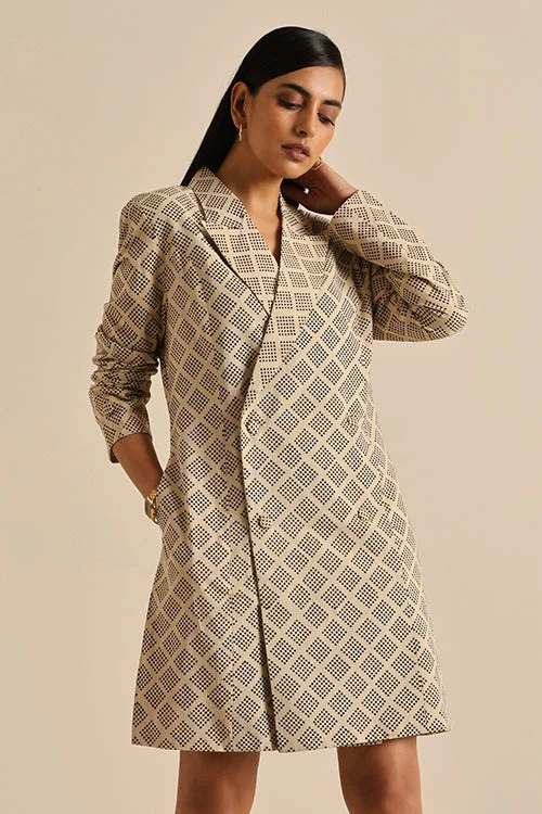 insulated coatOkhai 'Compassionate' Pure Cotton Hand Block Printed Blazer Dress