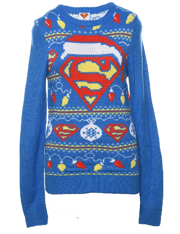 zip-up jacketBlue Christmas Jumper - M