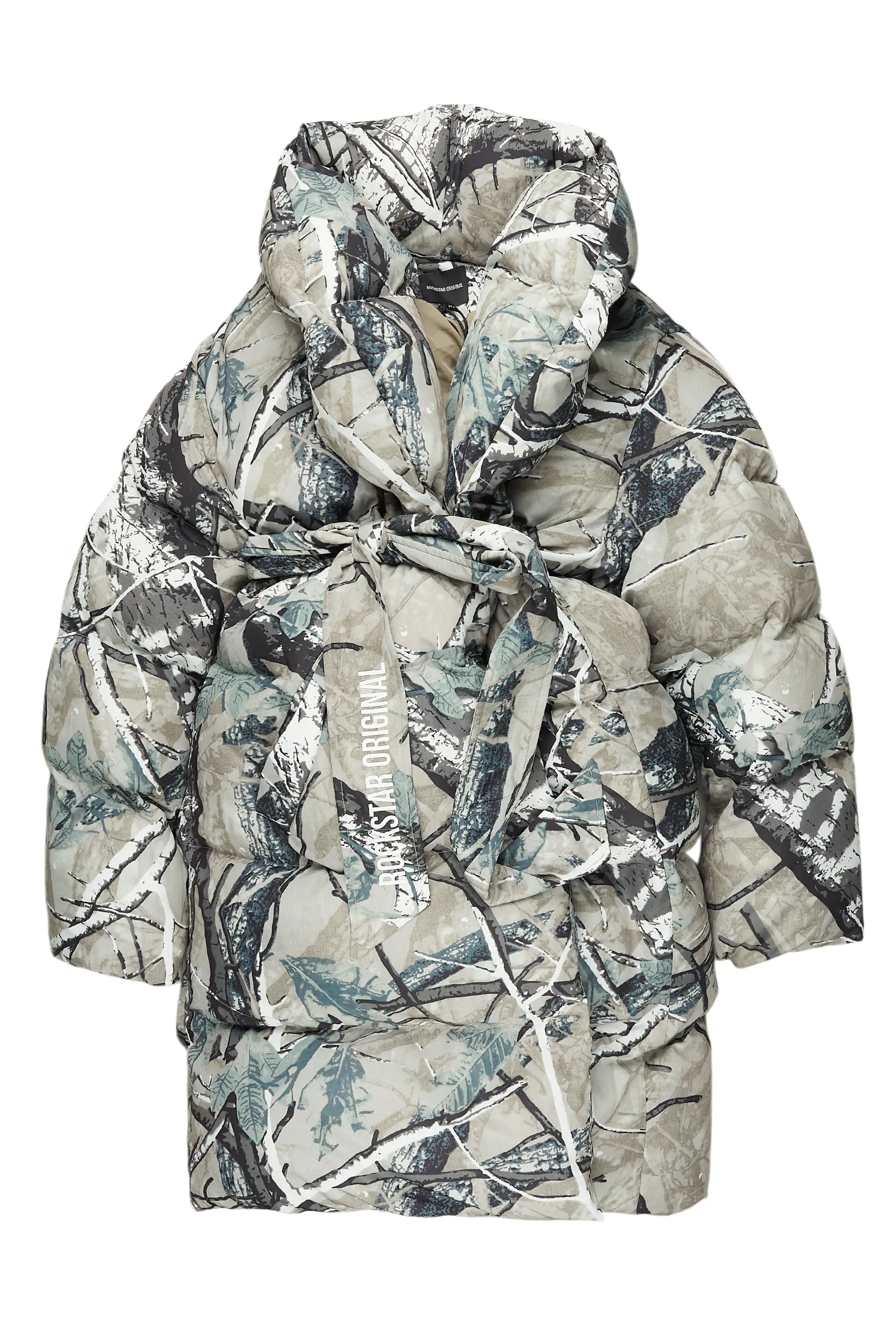 Overstock Sehrazat Tree Camo Long Wrap Puffer Jacket