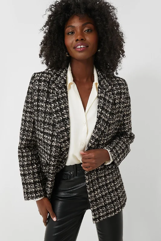 chic outerwearTan and Black Tweed Madeleine Blazer