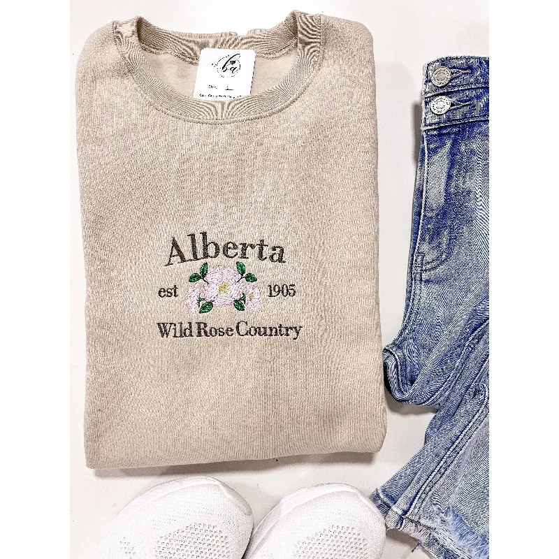 Savings Event workout style hoodieAlberta Embroidered Crew