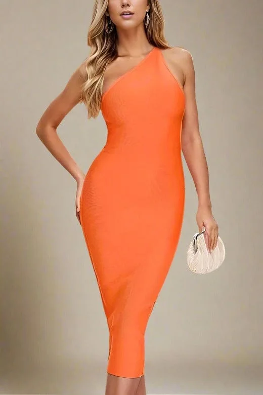 puff sleeve dressJoi Bodycon Midi Dress - Apricot Orange